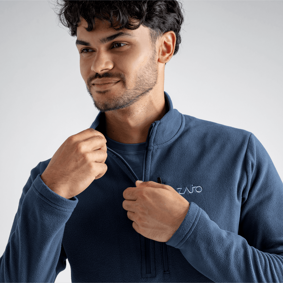 Auro Men's Fleece Zip Top — Dove Grey