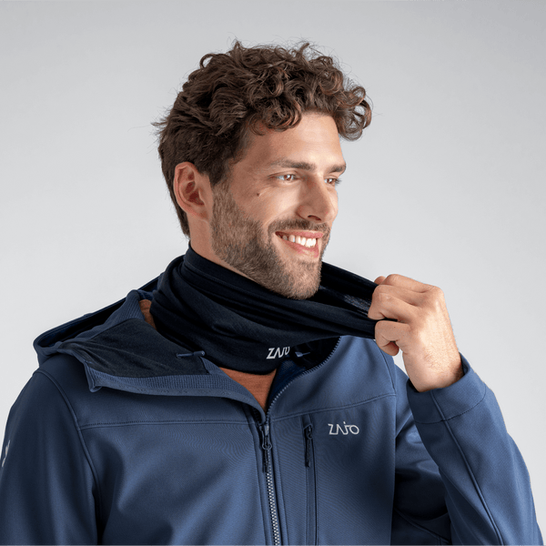 Senti Merino Multifunctional Scarf — Grey Navy